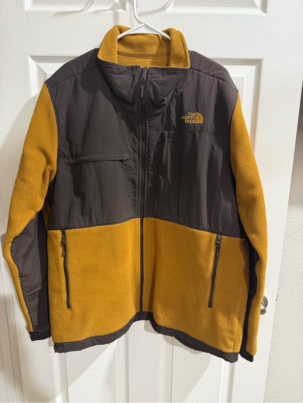 The North Face Men’s Two-Tone Mustard and Dark Brown Fleece Jacket